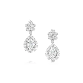 "Bulgari" Diamond Pear Drop Platinum Earrings - Estate