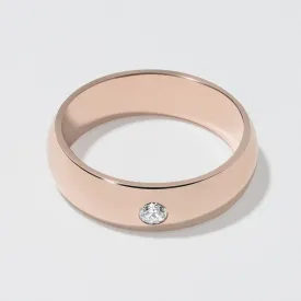 Rose Gold Classic Diamond Wedding Band - Polished 6mm