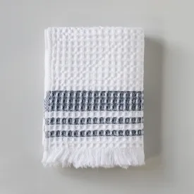 S/2 Organic Belgian Waffle Hand Towel - Ink