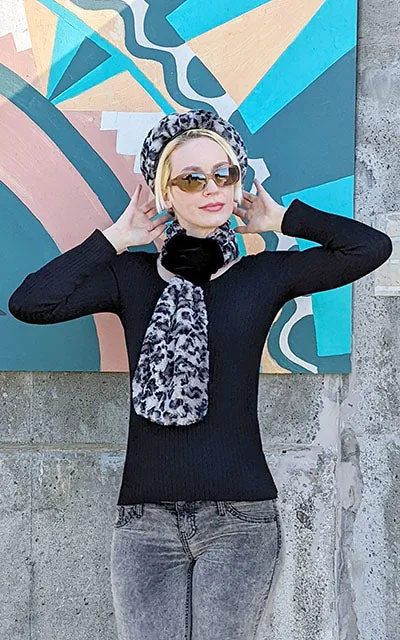 Velvet Pull-Thru Scarf - Assorted Faux Fur Combos (Winter River - Two Left!)