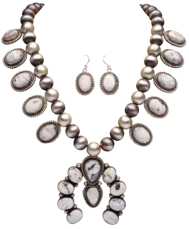 White Buffalo Squash Blossom Necklace & Earring Set | Bobby Johnson